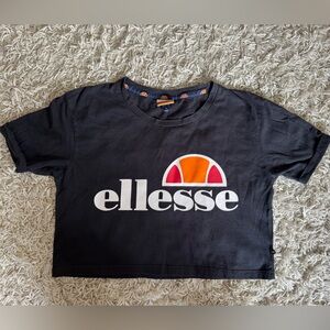 Ellesse Black Tee with Orange and Pink Logo